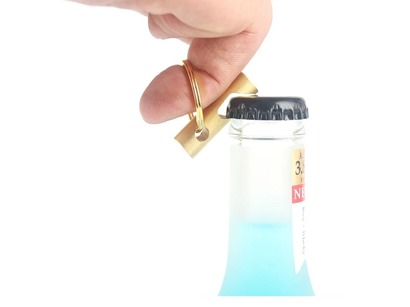 

100 шт./лот Быстрая доставка Мини цилиндрический латунный Открыватель для бутылок EDC открывалки для пива с брелоком для ключей