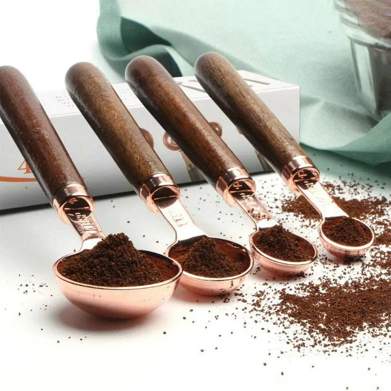 

4Pcs/Set Copper-plated Measuring Cup and Measuring Spoon Kitchen Measuring Tool For Baking Bartending Scale Measuring Spoon Set