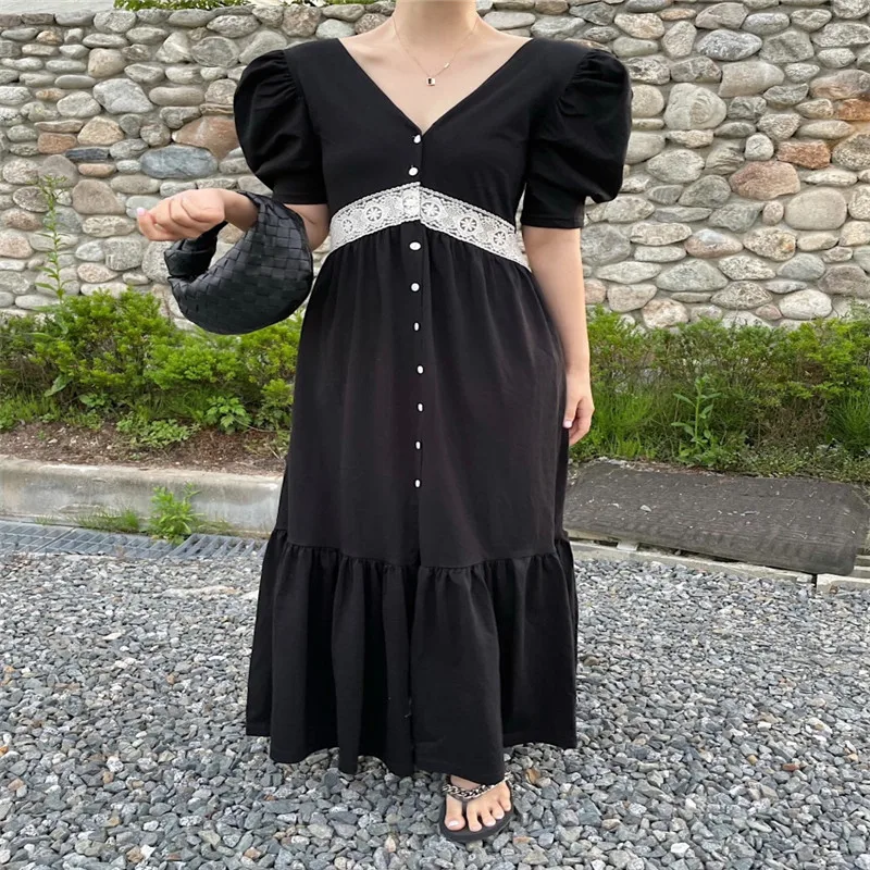 

Korean Design Lace Embellished Long Sweet Dress