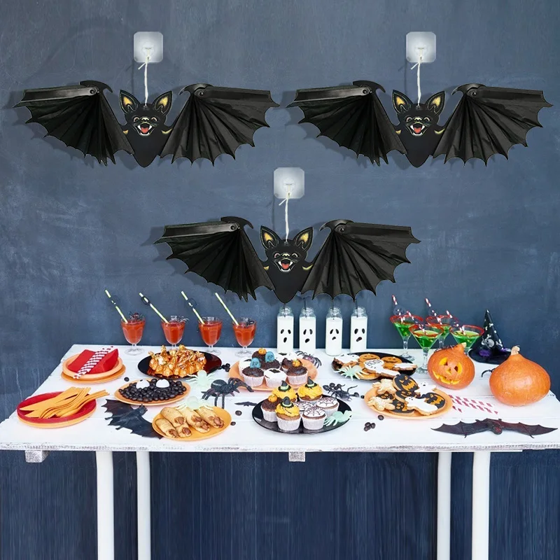 

Halloween Paper Bat Halloween Party Arrangement Folding Black Bat Hanging Decoration Home Room Decor Festival Party Supplies