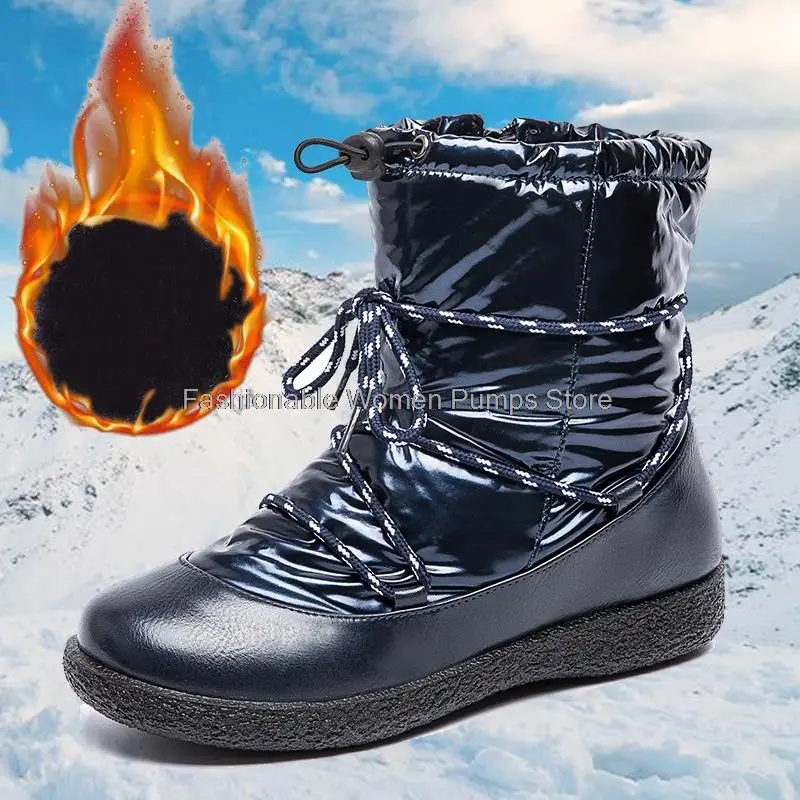 

Women's Winter Shoes Waterproof Snow Boots Lace Up Ankle Boots Woman Flats Warm Plush Female Casual Winter Boots Women Boots