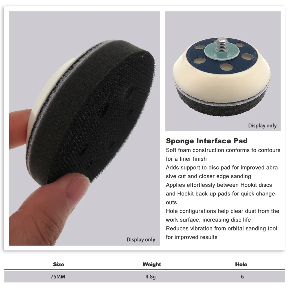 

3 Inch 75MM 6 Holes Soft Interface Pad for Hook and Loop Sanding Disc Backing Pad Power Tools Accessories