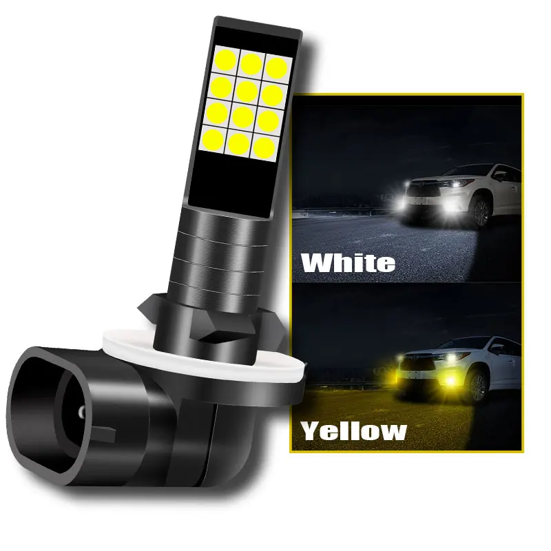 2PCS LED Car Fog Light 881 Type 12V High Quality White/Yellow Super Bright Lamp Bulb Work Front And Rear Lights | Автомобили и