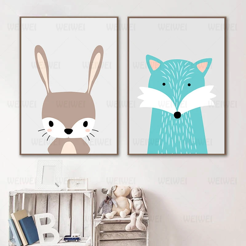 Cute Cartoon Baby Animal Penguin Monkey Nursery Poster Canvas Art Print Wall Painting Nordic Kids Child Room Decoration Picture | Дом и сад