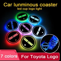 2pcs led car cup holder coaster for toyota logo light for anvensis t25 corolla chr rav4 2019 auris camry 2018 avalon accessories