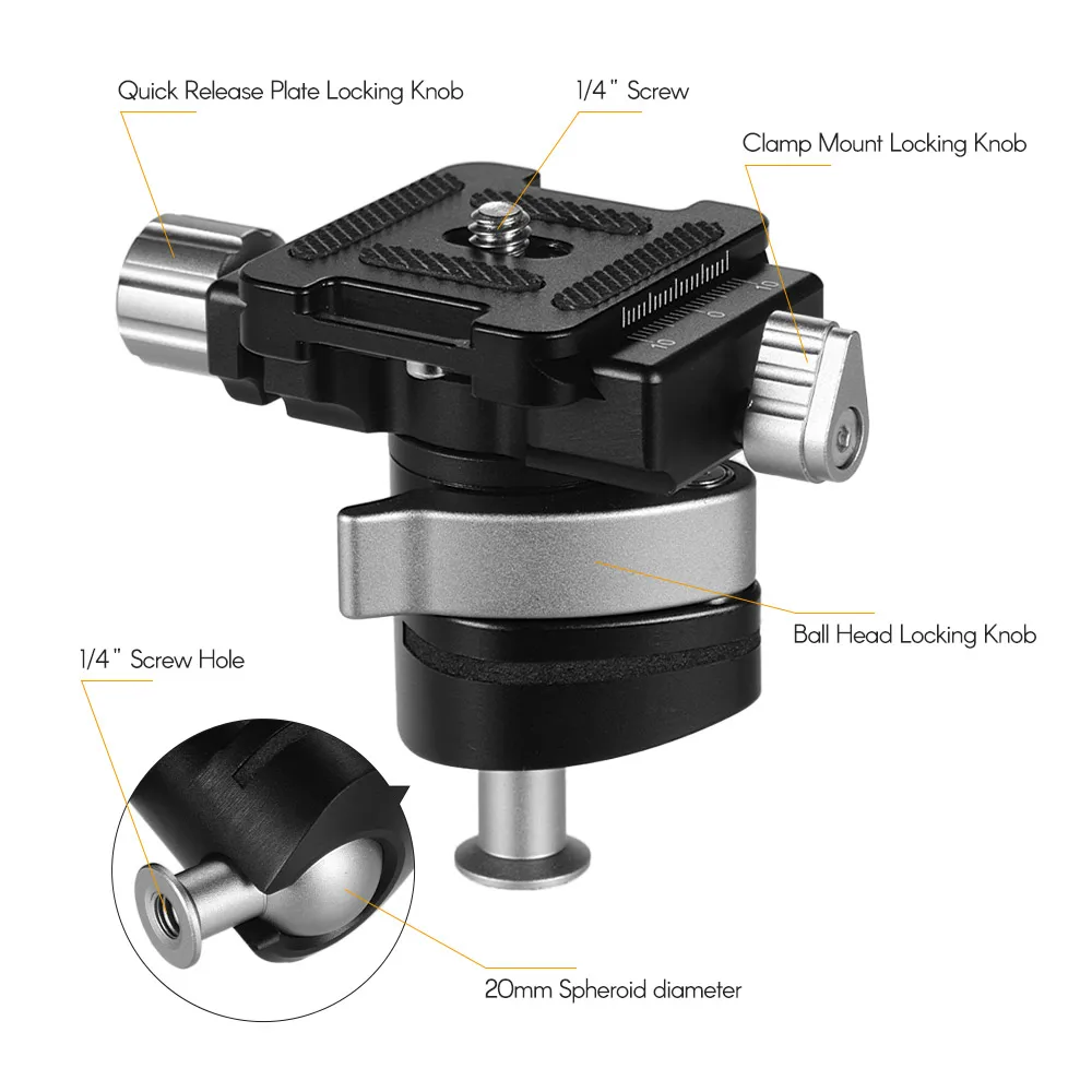 Мини штатив Andoer с шаровой головкой Вращающейся на 360 градусов винтовой пластиной