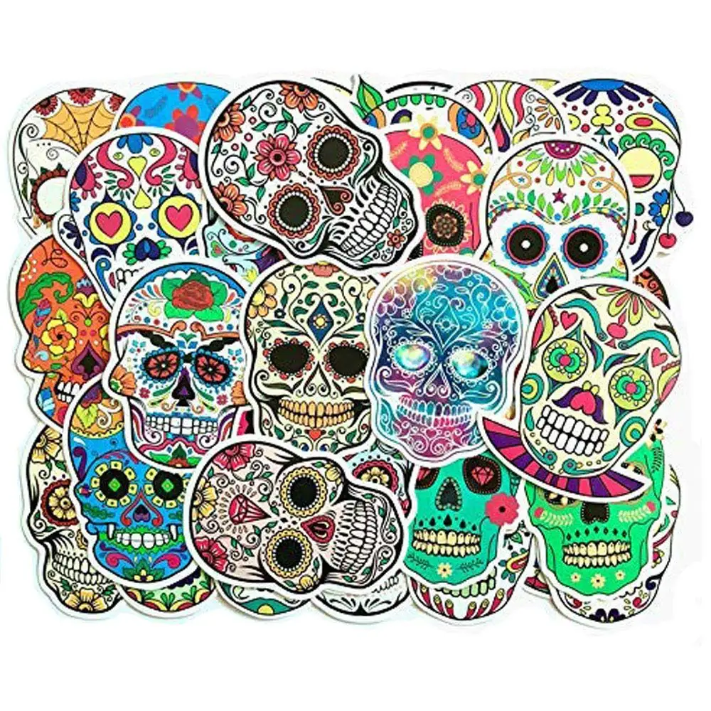 

50pcs Car Motorcycle Bike Sugar Skull Stickers Cartoon Graffiti Laptop Decal for Luggage Skateboard Helmet