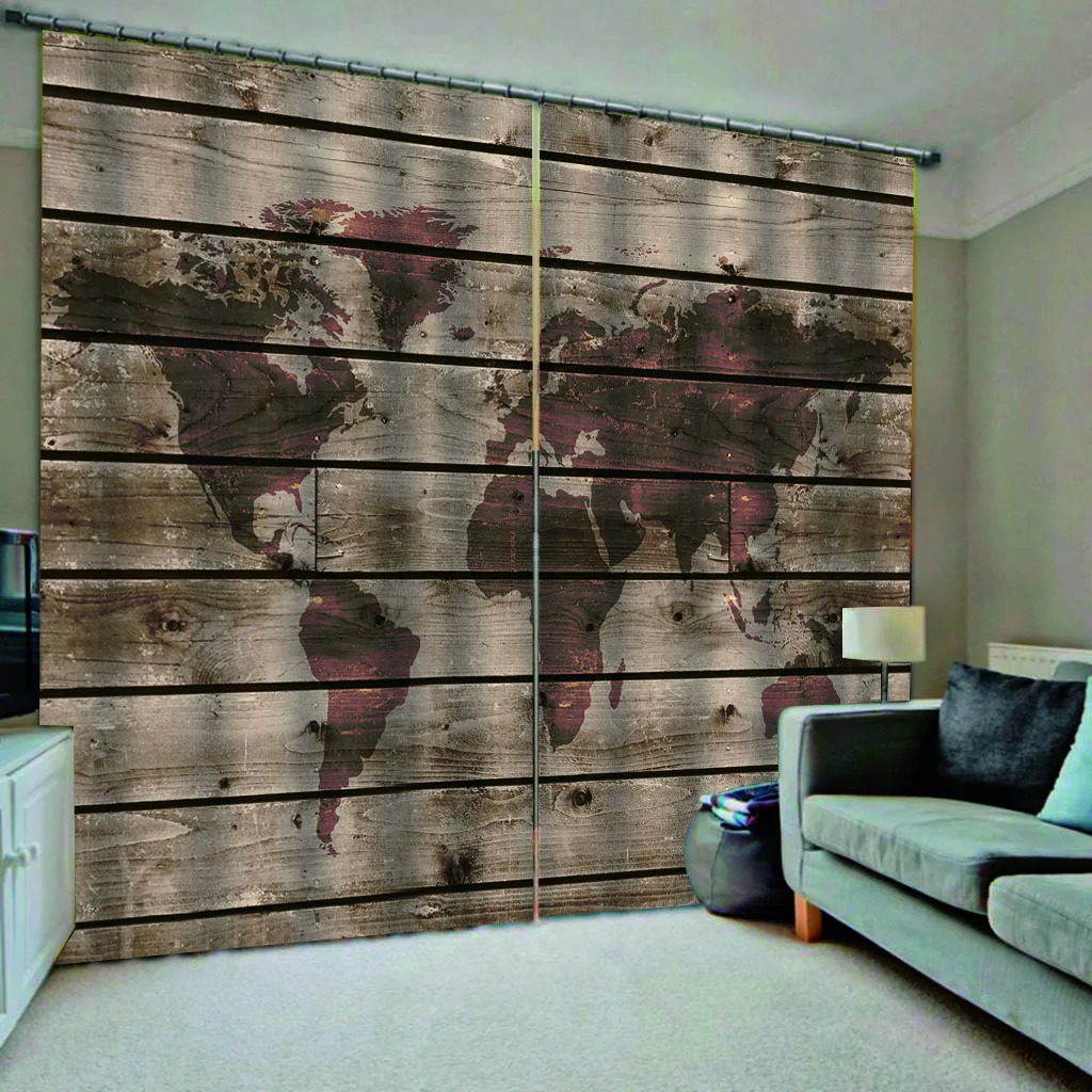Коричневые деревянные занавески 3D затемненные для гостиной постельные