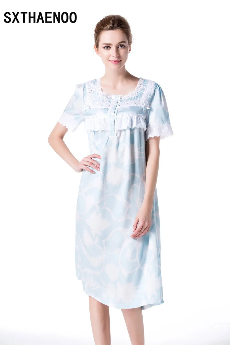 SXTHAENOO новая ночная рубашка для женщин с коротким рукавом Одежда сна Милая
