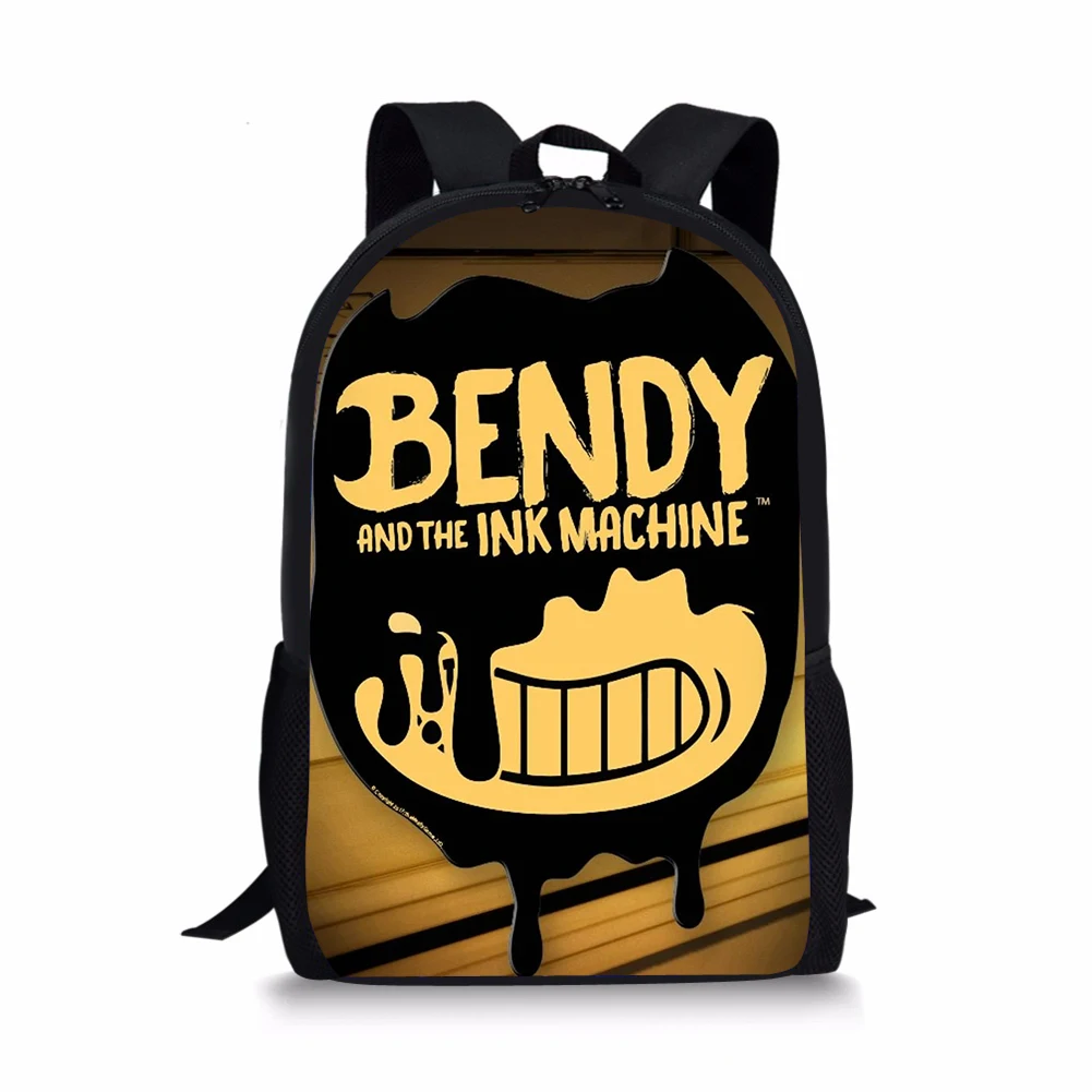 HALYUNASC Childrens' School Backpack Cartoon Game Design Students School Bag The-Ink-Bendy-Machine Teenagers Book-Bags Mochila
