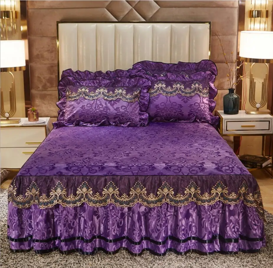 Кружевное постельное белье принцессы наволочки розово-красного цвета с