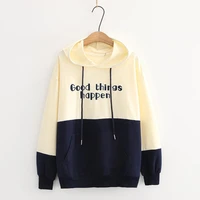 womens letter embroidery patchwork hooded hoodies preppy style 2020 autumn womens cotton sweatshirt loose harajuku top