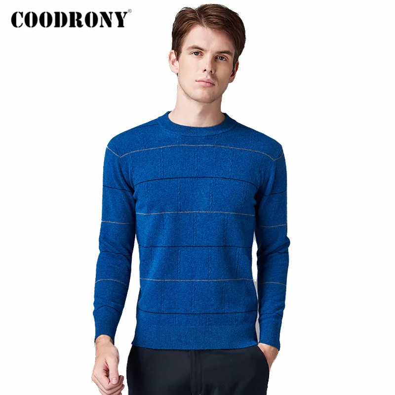 Бренд COODRONY свитер из 100% мериносовой шерсти мужской повседневный Полосатый