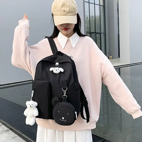2021 School Bag Backpack ForTeenagers Girls Cute Ring Bag Designer Travel Bags Laptop Backpack Women Notebook Patchwork Backpack