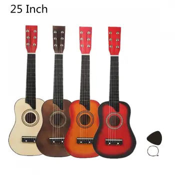 Basswood 어쿠스틱 기타, 6 현 기타, 선택 현 포함, 어린이 초보자 장난감 선물, 25 인치 악기