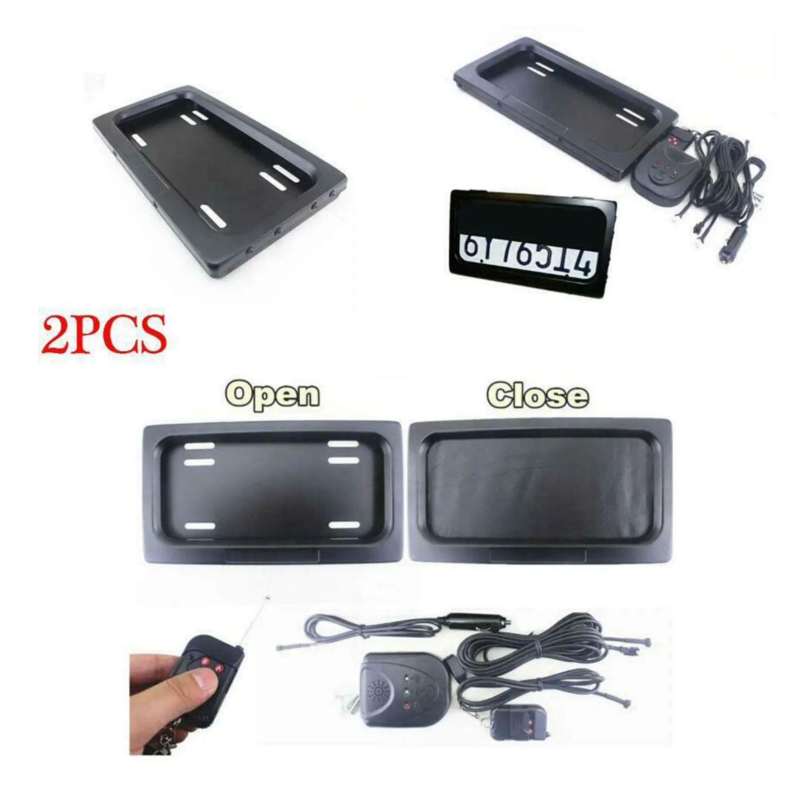 

2Pieces USA Type Electric Vehicle License Plate Frame Shutter Curtain Set