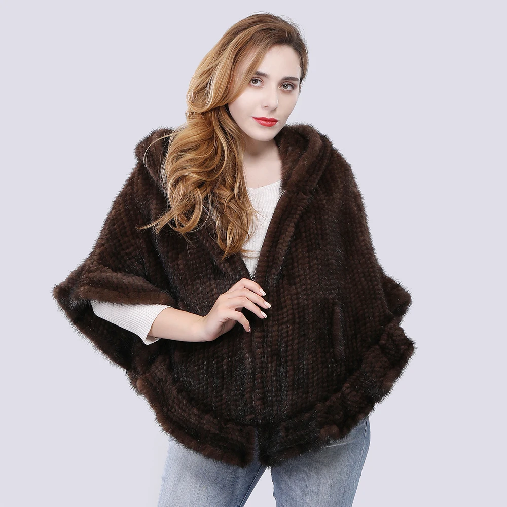 Новинка зимняя женская шаль из натурального меха норки пальто с капюшоном модный