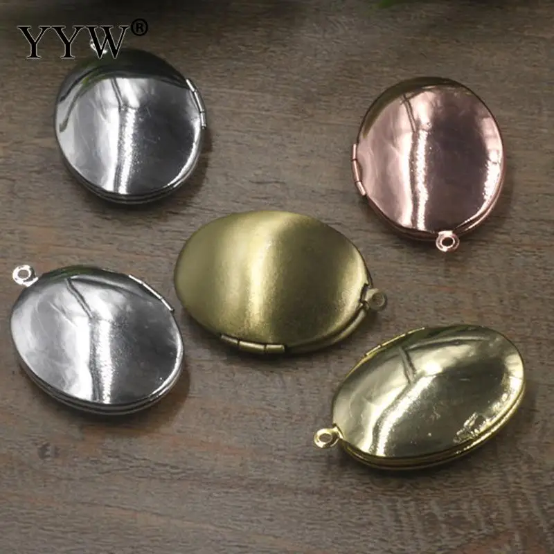 

10PCs Oval Carved Flower Stripe Locket Pendant for Necklaces Women Vintage Brass Opening Photo Box Memorial Jewelry pendants