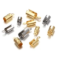 30pcslot stainless steel cove clasps cord end caps leather clip tip fold crimp bead connectors for diy jewelry making findings