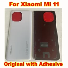 100% Original Back Battery Cover Rear Case Housing Door Glass Shell + Adhesive Sticker For Xiaomi Mi 11 Mi11 Chassis Phone Lid