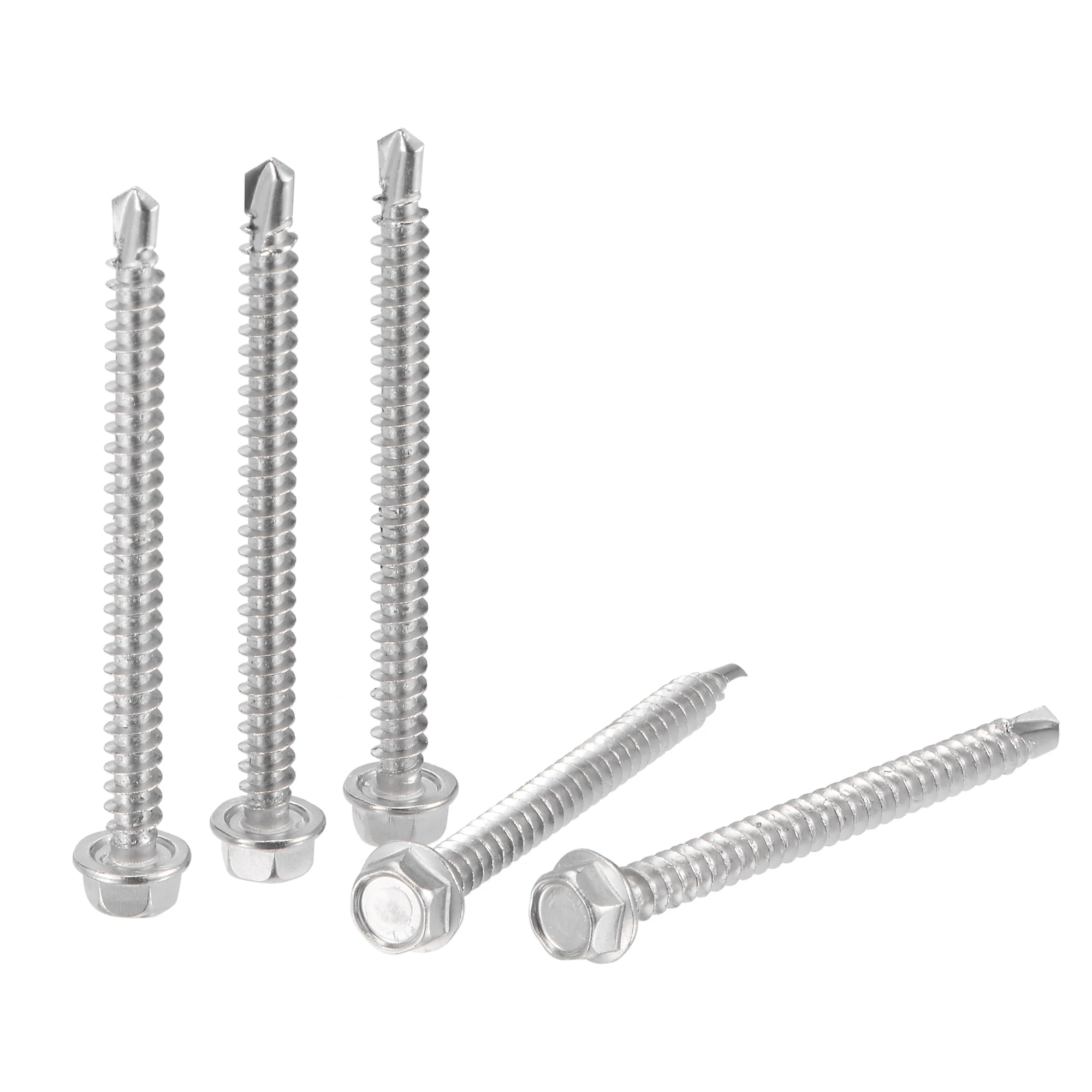 

Uxcell Hex Washer Head Self Drilling Screws, #8 x 50mm 410 Stainless Steel Self Tapping Sheet Metal Screw 100pcs