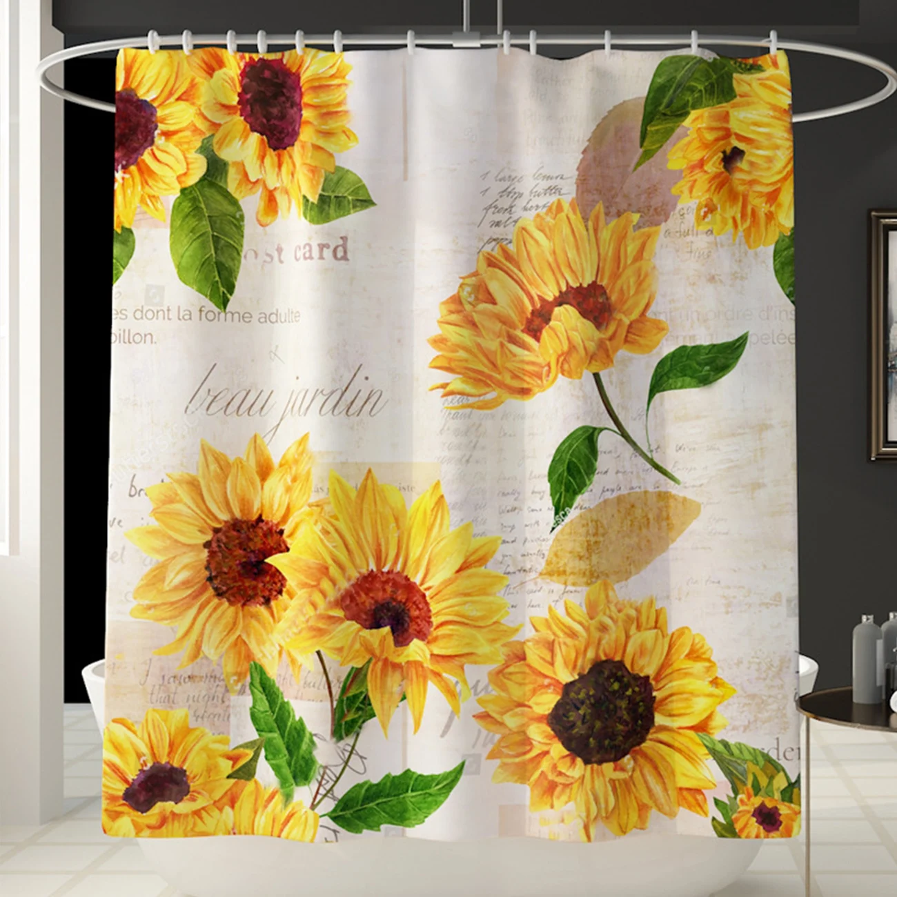 

Shower Curtain Daisy Rose Print Waterproof Polyester Bath Curtain for Bathroom Accessories with Hooks 71 x 71 Inch