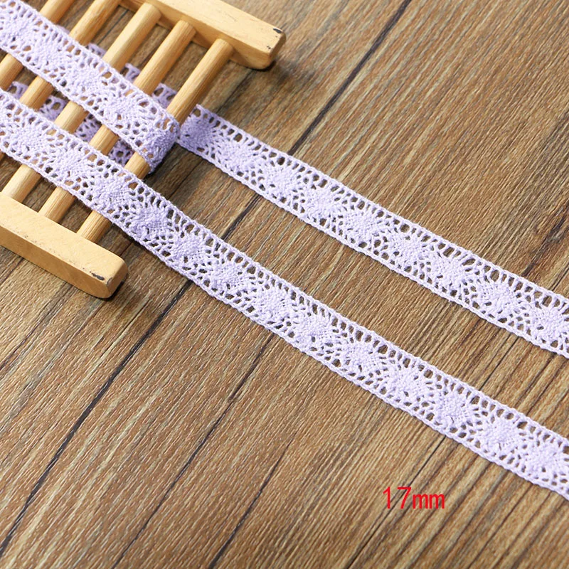 17mm Lavender 10 ярдов Diy аксессуары для одежды белые бежевые хлопковые кружева ленты ручной работы хлопок кружева планки свадебное украшение для альбома - Цвет: 17mm Lavender