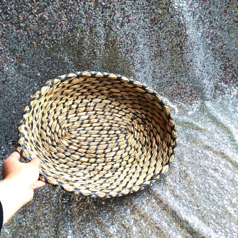 

1Pc Household Decorative Basket Retro Food Storage Basket Woven Basket Container