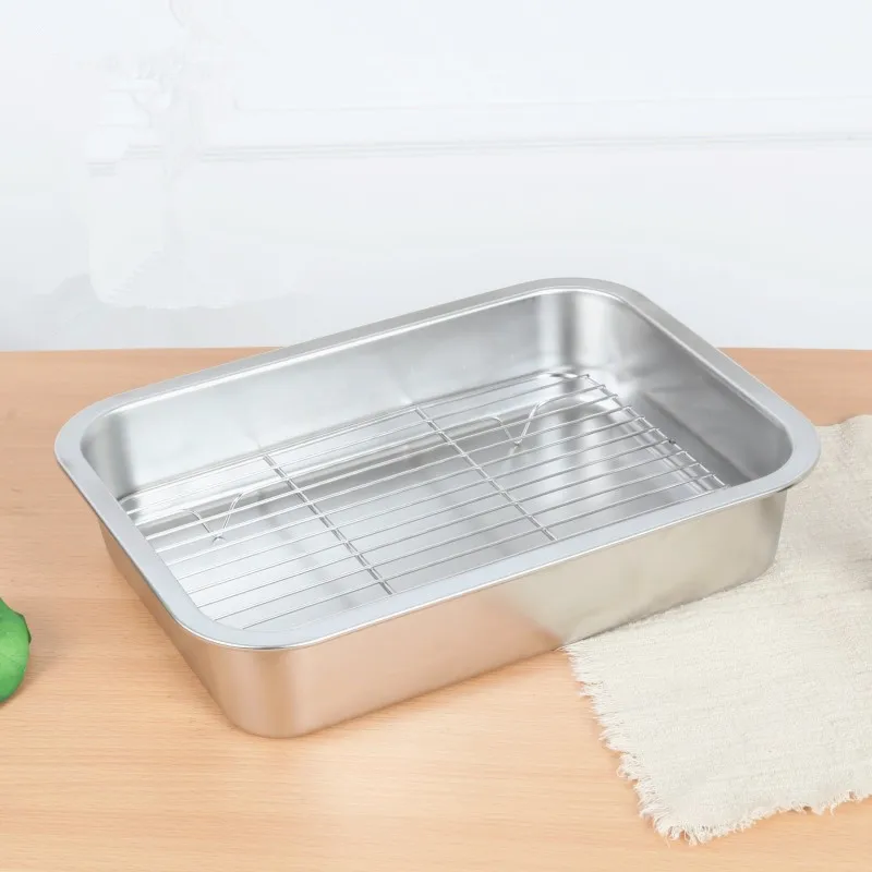 Глубокая Квадратная тарелка поддон нержавеющая сталь барбекю фаст фуд с сеткой