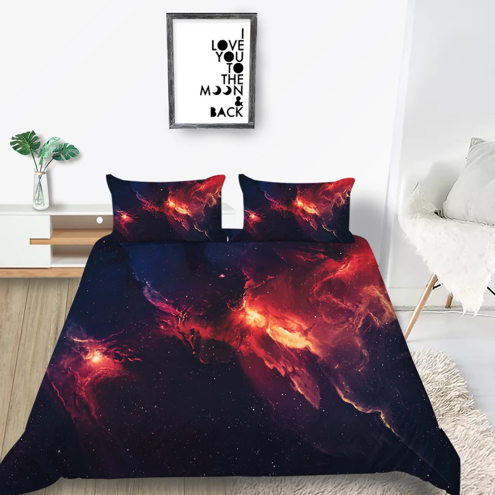 

Red Nebula Bedding Set Universe Mysterious Comfortable Duvet Cover 3D Queen King Twin Full Single Double Unique Design Bed Set