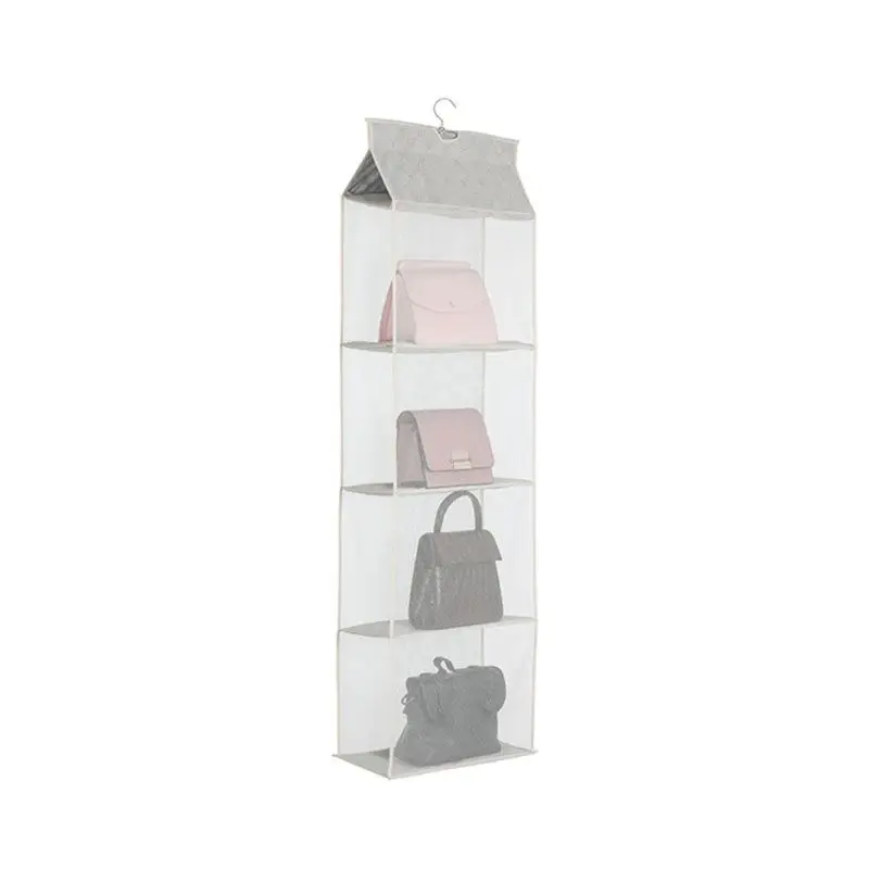 

3/4 Pockets Clear Hanging Purse Handbag Tote Bag Storage Organizer Closet Foldable Space Saving LXAC