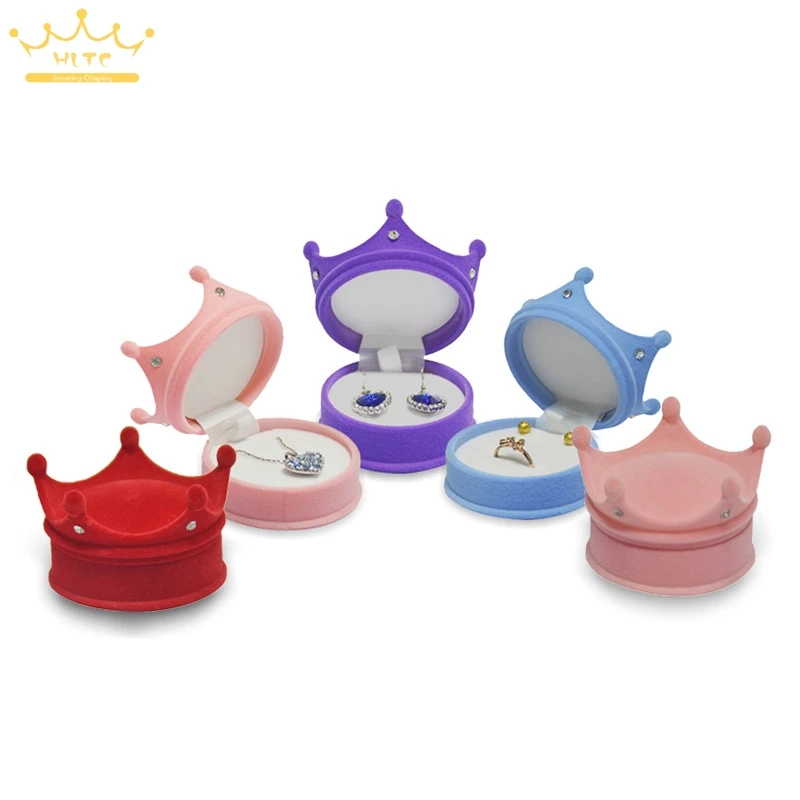 10pcs/lot Ring Display Crown Box Ear Stud Necklace Jewelry Case Container Wedding Velvet Ring Gift Case Earrings Storage