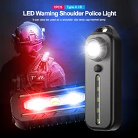 multifunction red and blue warning light usb charging bicycle tail light led waterproof police shoulder clip light helmet lamp