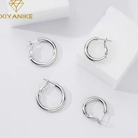 xiyanike silver color geometric hoop earrings for women girl small big circle fashion jewelry accessories party %d1%81%d0%b5%d1%80%d1%8c%d0%b3%d0%b8