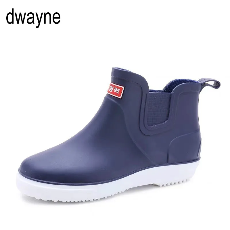 

New Leisure Rain Boots Men Low-Heeled Round Toe Shoes Waterproof Middle Tube Rain Boots Chaussures Femmes 201