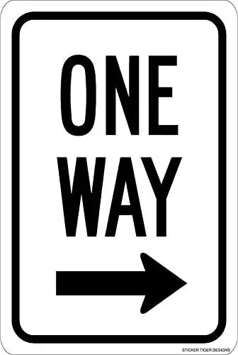 

Crysss Warning Sign One Way Right Arrow Road Sign Business Sign 8X12 Inches Aluminum Metal Sign