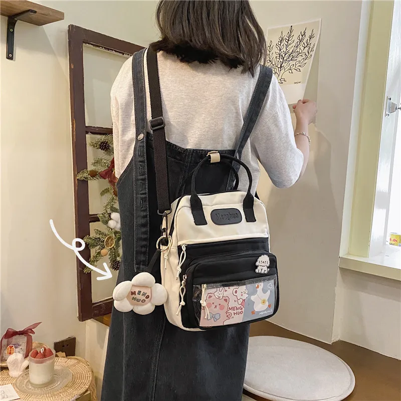 

College Student Ladies Cute Backpack Women Flower Female Harajuku School Bags Book Kawaii Backpack Nylon Girl Trendy Bag Fashion