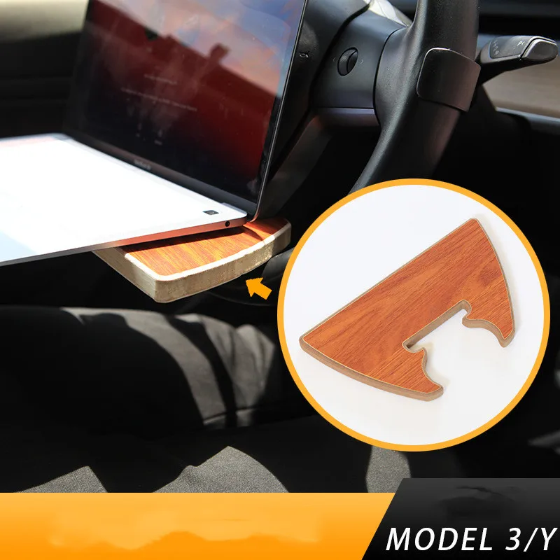 

For Tesla Model 3 Y 2021 Accessories Portable Food Tray Car Steering Wheel Portable Office Wooden Table