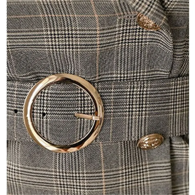 

Elegant Dress Women Plaid Slim Long Sleeve Blazer Dress Double Breasted Office Fashion Spring Autumn Irregular Dresses Ds50673