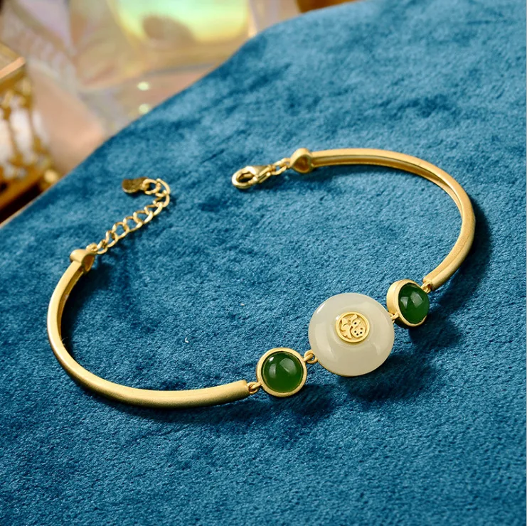 

Белый нефритовый пончик Hetian, браслет с халцедоном из циркония, подарки, серебро 925 пробы, женские драгоценные камни, ювелирные изделия, очаровательный кристаллический амулет, натуральная мода