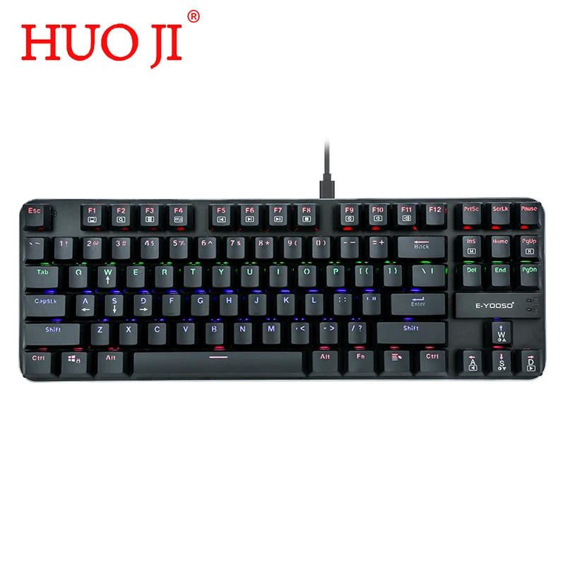 Низкопрофильная Механическая игровая клавиатура HUO JI K630 TKL 87 клавиш голубой