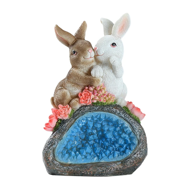 

Rabbit Statues Resin Landscape Solar Light Garden Art Sculpture for Home Decor, Outdoor Decorations Ornament Figurine