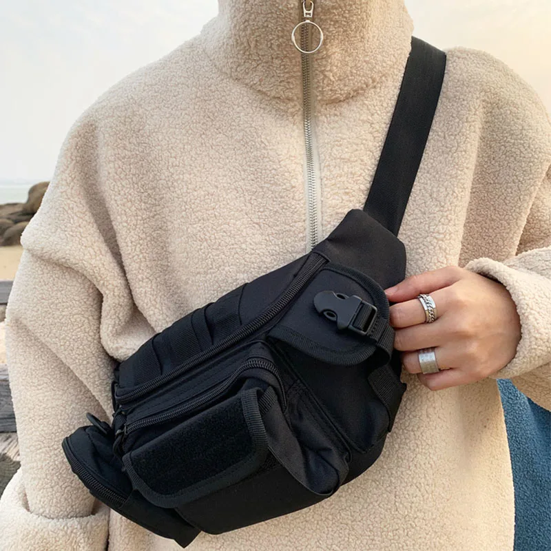 Поясная Сумка унисекс Мужская холщовая нагрудная сумка Повседневная поясная в