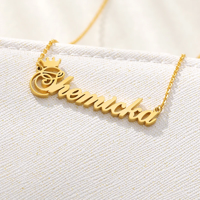 Ожерелье с короной и именем на заказ кулон-табличка | Украшения аксессуары