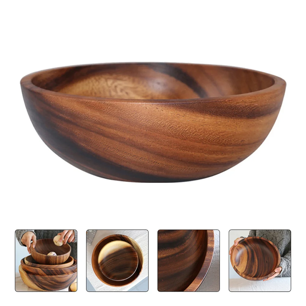 

1pc 8X6CM Practical Wooden Cutlery Household Basin Fruit Bowl Salad Bowl