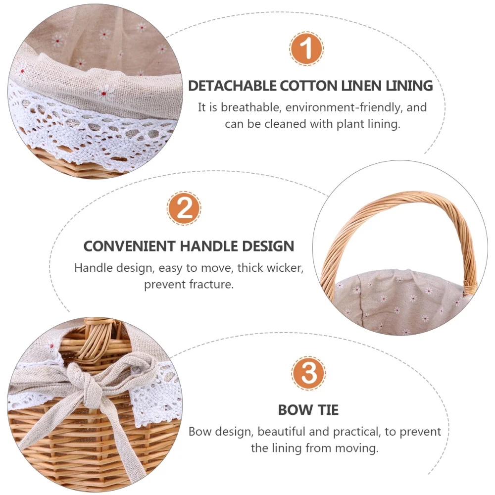 

1pc Hand-woven Willow Basket Rattan Storage Basket for Picnic Wedding Parties