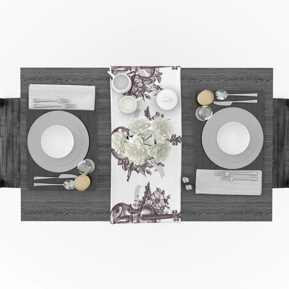 Скрипка розы цветы в ретро стиле музыкальная настольная дорожка Настольный Флаг