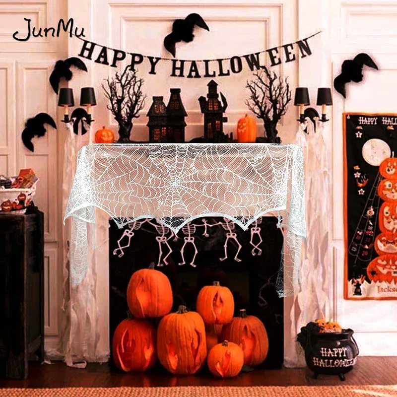 Кружевная занавеска на дверь для Хэллоуина шарф паук полку украшение дом с