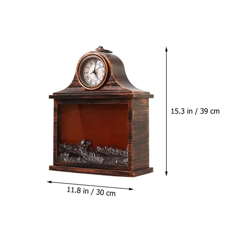 

Household Fireplace Decor Fireplace Shape Lamp Decorative Clock Simulation Fireplace Lamp Antique Table Clock Home Decor