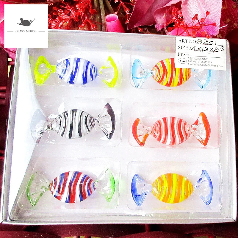 

Vintage Multicolor handmade Murano Glass candy Figurines Crafts Wedding Party Christmas Decoration DIY Sweets Ornament Kids Gift